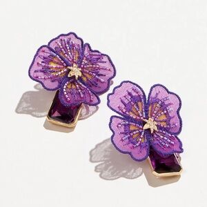 Mignonne Gavigan Julian Earrings Purple Floral Beaded Earrings